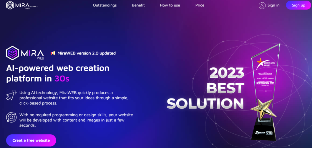 MiraWEB AI powred web creation platform