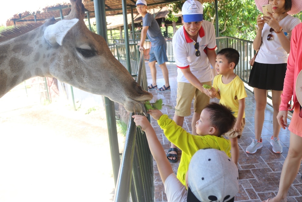 Excited young Runners with new friends at Muong Thanh Safari